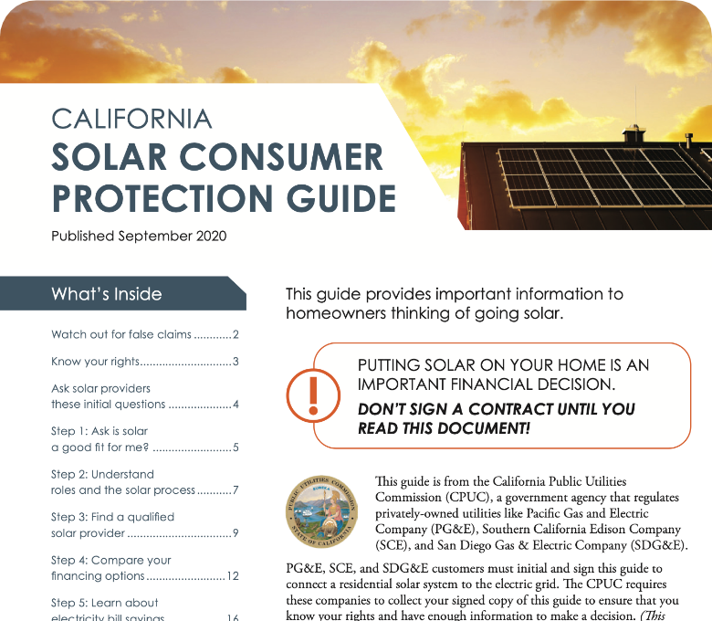 California Solar Consumer Protection Guide