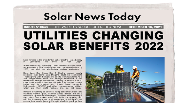 Net Energy Metering 3.0 Newspaper headline
