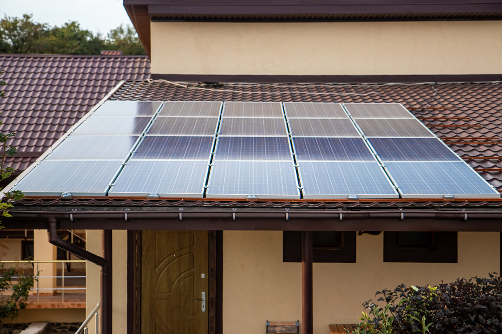 A residential home using solar renewable energy