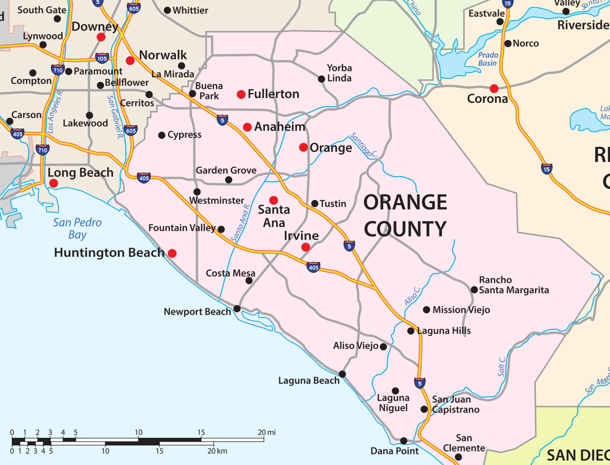 Vector map of Orange County