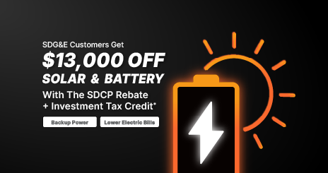 SDG&E Customers Get $13,000 OFF Solar & Battery With The SDCP Rebate + Investment Tax Credit* | Backup Power Lower Electric Bills