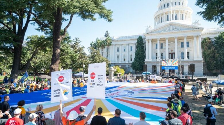 Protest of NEM 3.0 in Sacramento, CA.