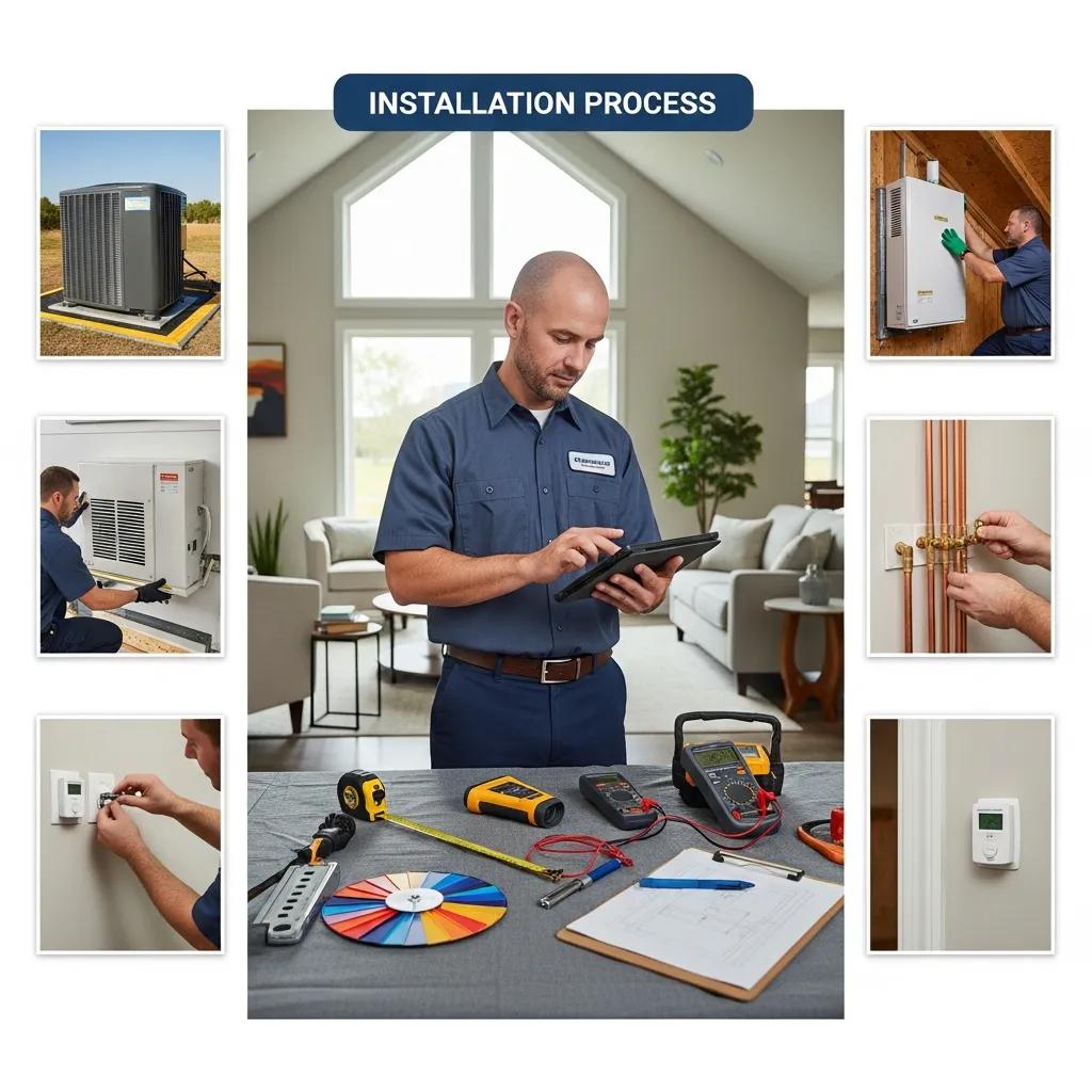 Baker Home Energy technician conducting a load calculation inside a home as part of a step-by-step AC installation