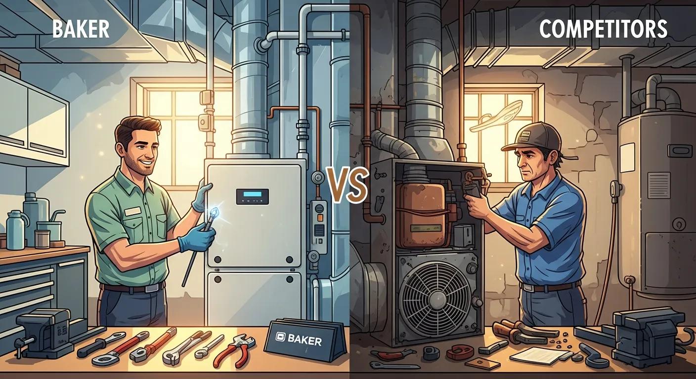 Comparison of Baker Home Energy heating maintenance plans and competitors