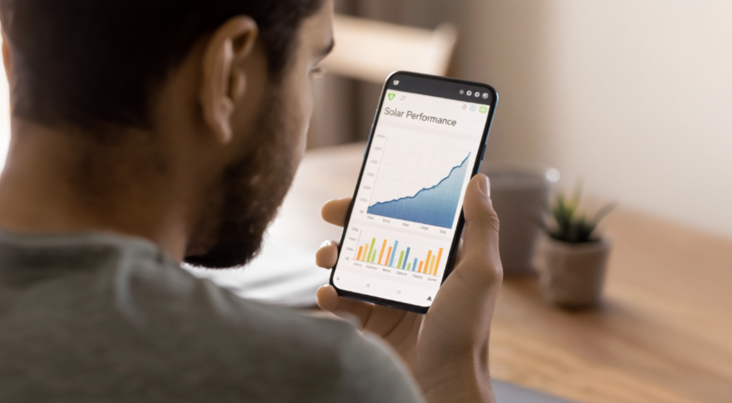 A man analyzing his solar monitoring performance