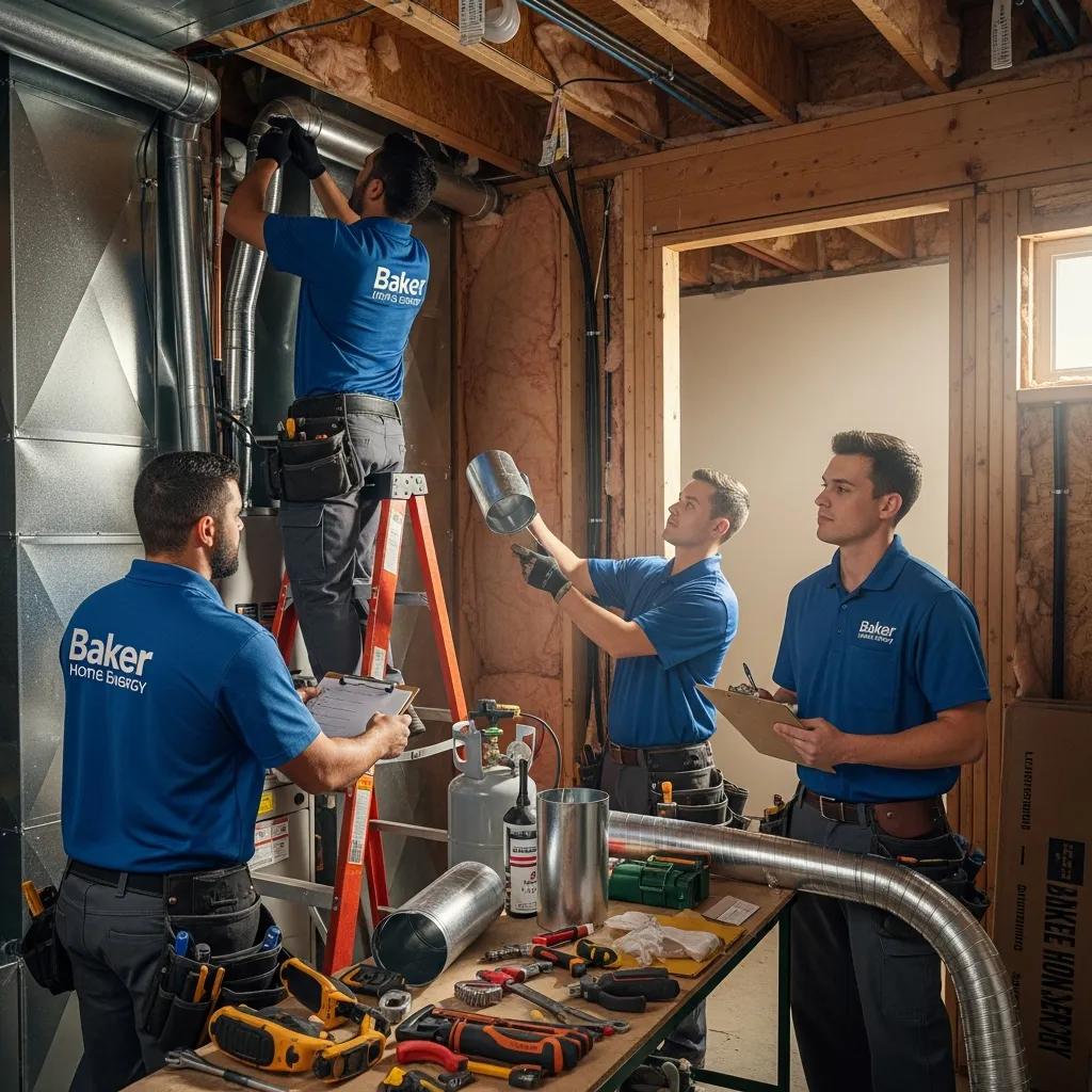Baker Home Energy technicians coordinating an efficient HVAC install
