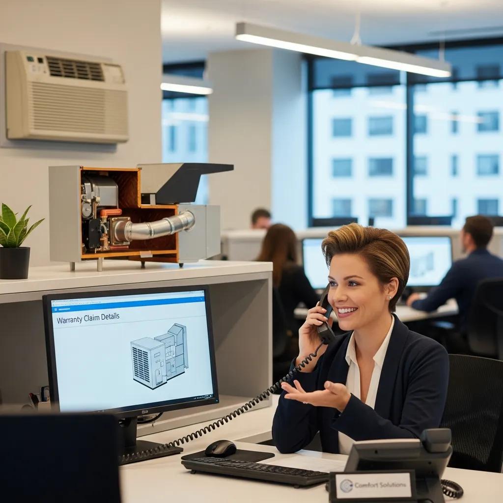 Customer service agent helping a homeowner with an HVAC warranty claim