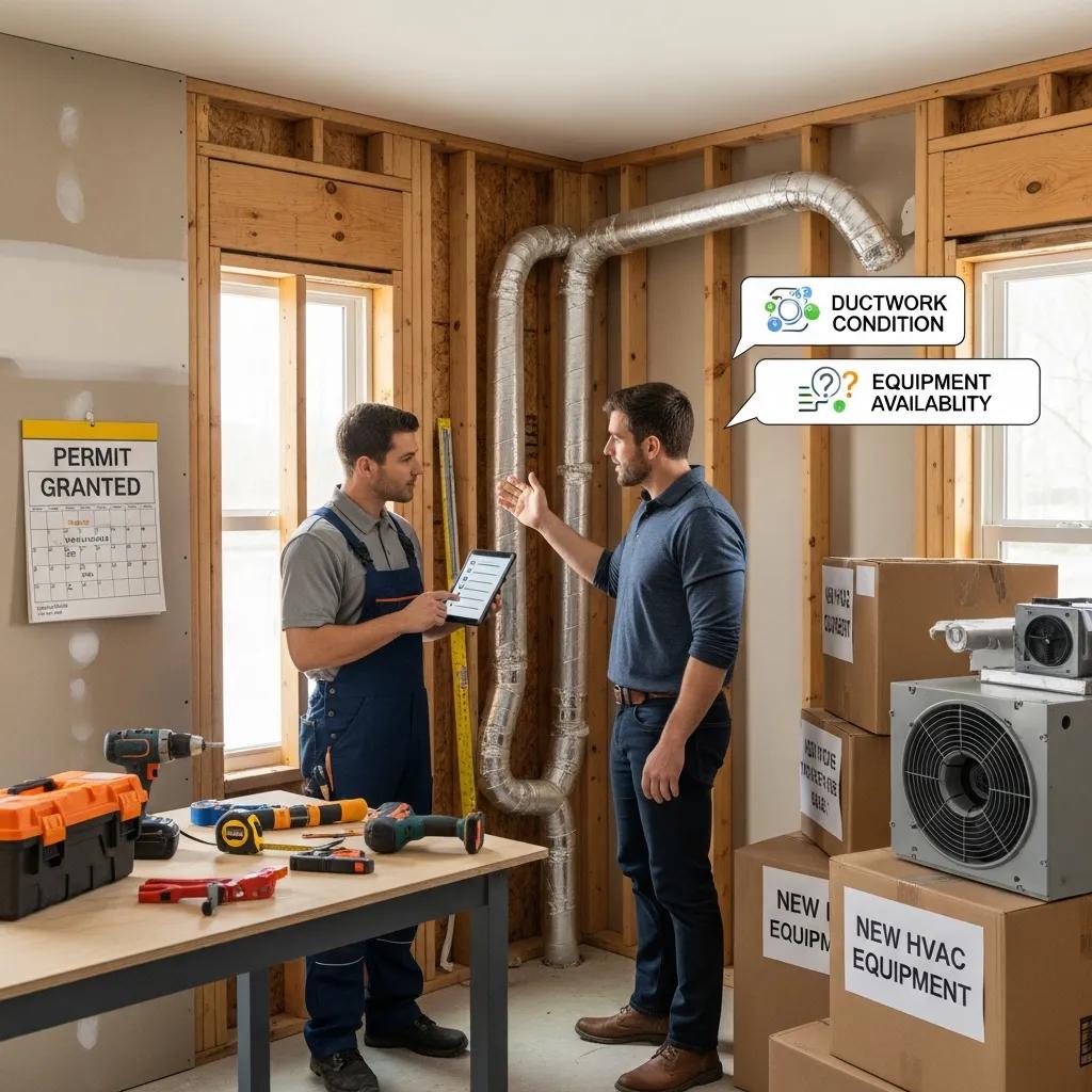 Factors affecting HVAC installation timelines: permits, duct condition, and equipment availability
