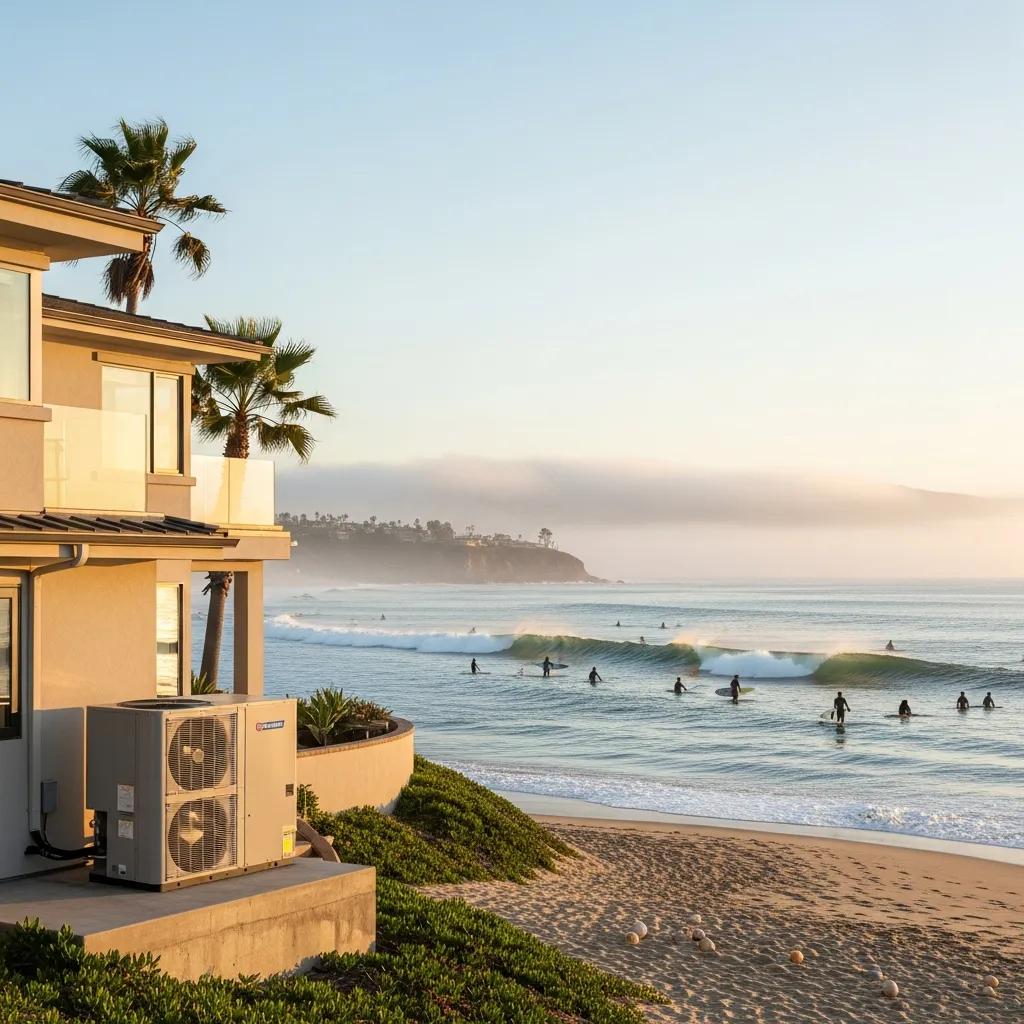 HVAC system in a coastal home in Cardiff by the Sea, CA, highlighting the importance of climate control in beachside living