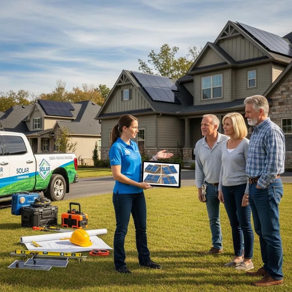 Solar consultant discussing installation options with homeowners in Trabuco Canyon