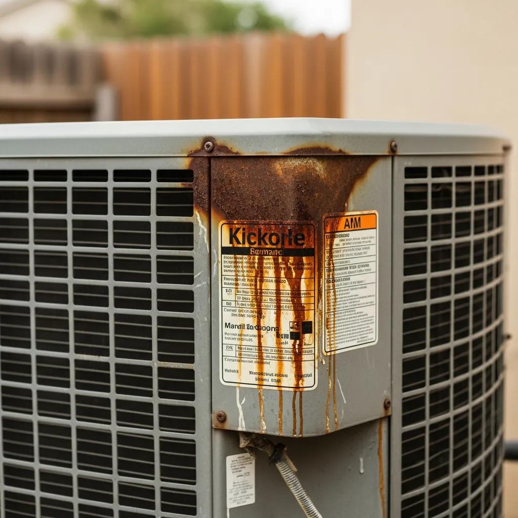 Close-up of a malfunctioning HVAC unit in Poway, CA, indicating the need for professional repair or replacement