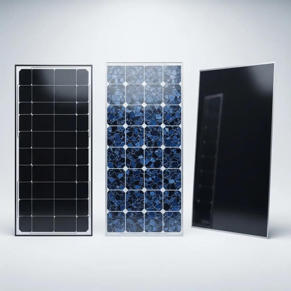 Comparison of monocrystalline, polycrystalline, and thin-film solar panels available for residential use