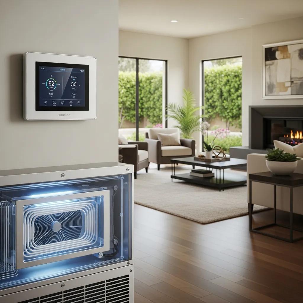 Eco-friendly HVAC system with smart thermostat in upscale Rancho Santa Fe home
