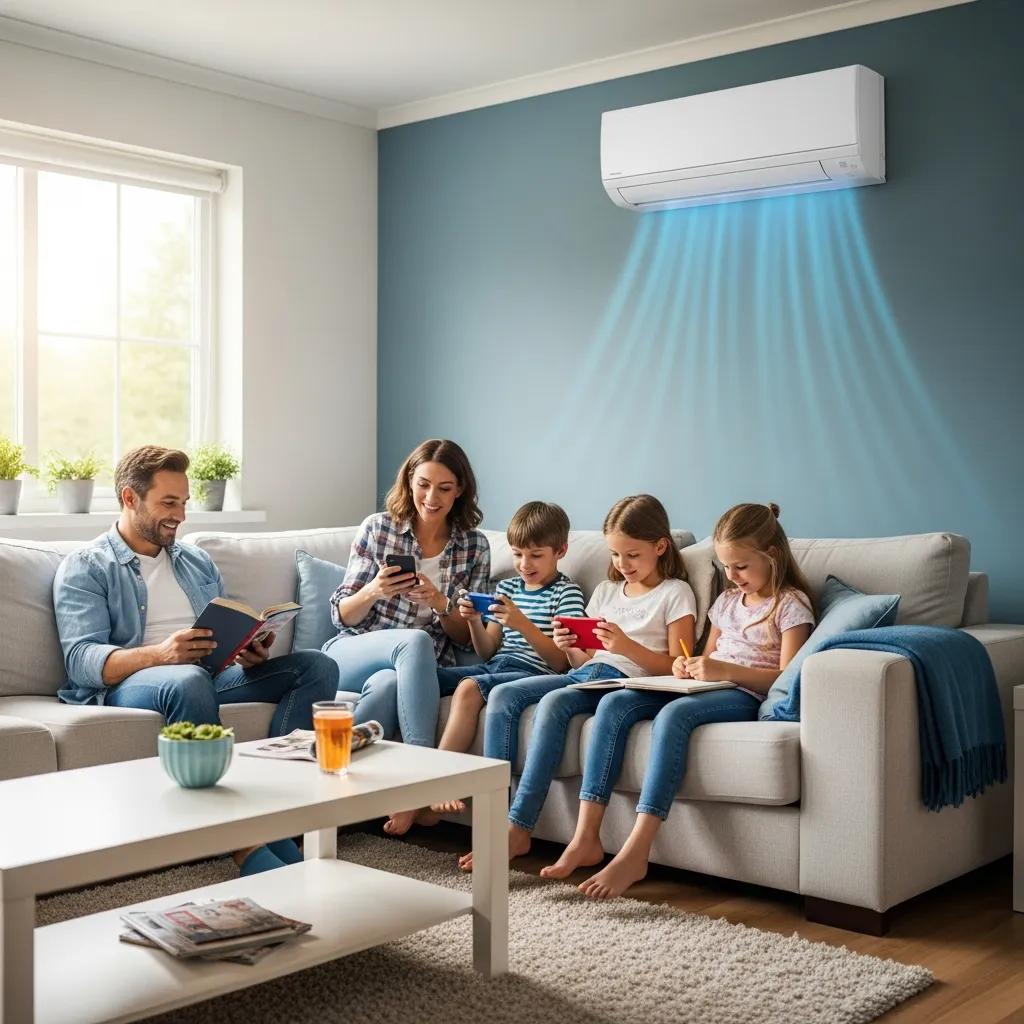 Family enjoying a cool living room in El Cajon, illustrating the benefits of air conditioning repair services for home comfort