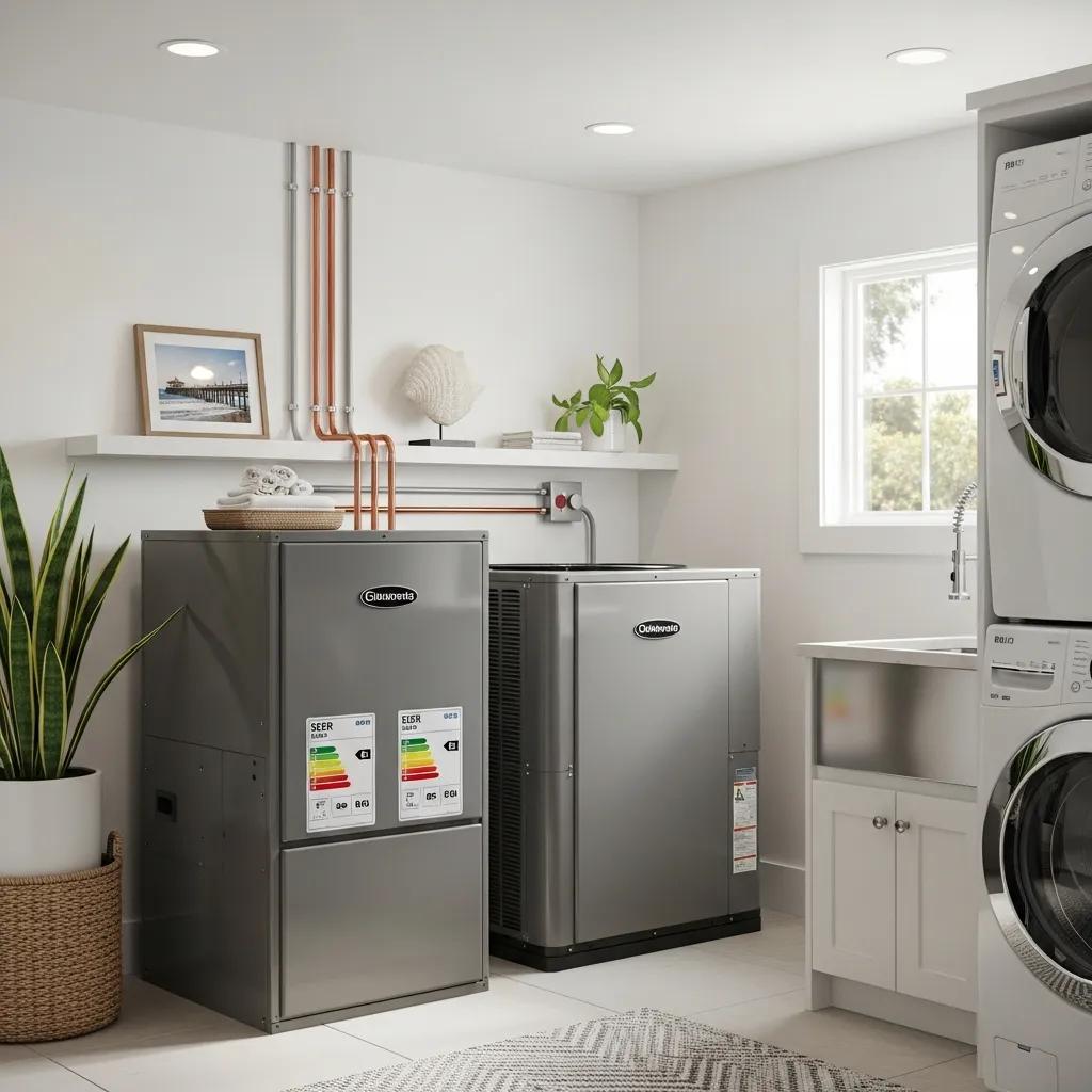 High-efficiency HVAC system in Solana Beach home, showcasing energy efficiency benefits