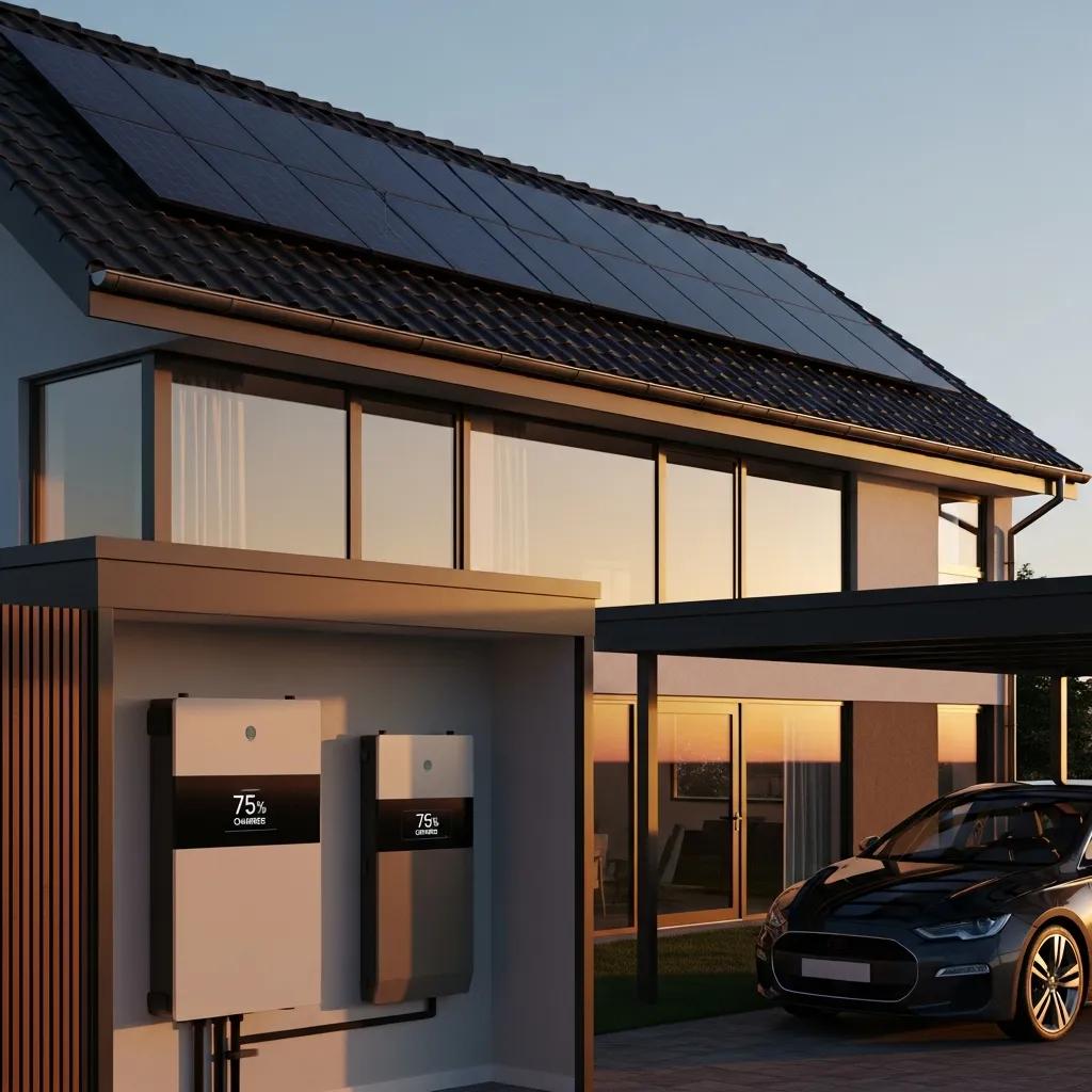 Home with solar battery storage system enhancing energy savings