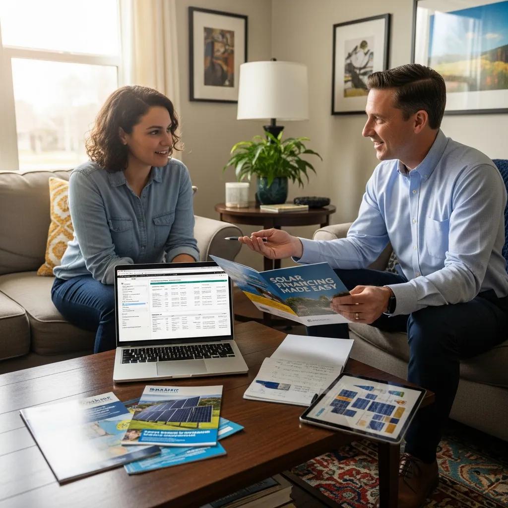 Homeowner consulting about solar financing options with Baker Home Energy