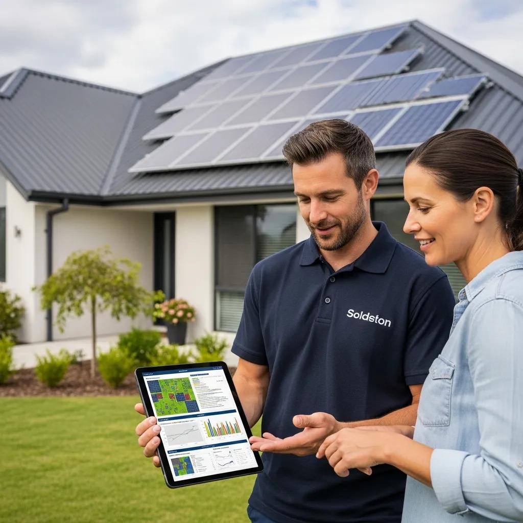 Homeowner consulting with a solar installer about solar panel options in Aliso Viejo, CA