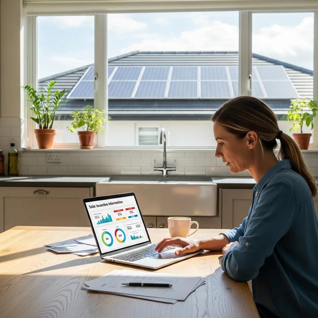 Homeowner reviewing solar financing options, highlighting available incentives for solar energy