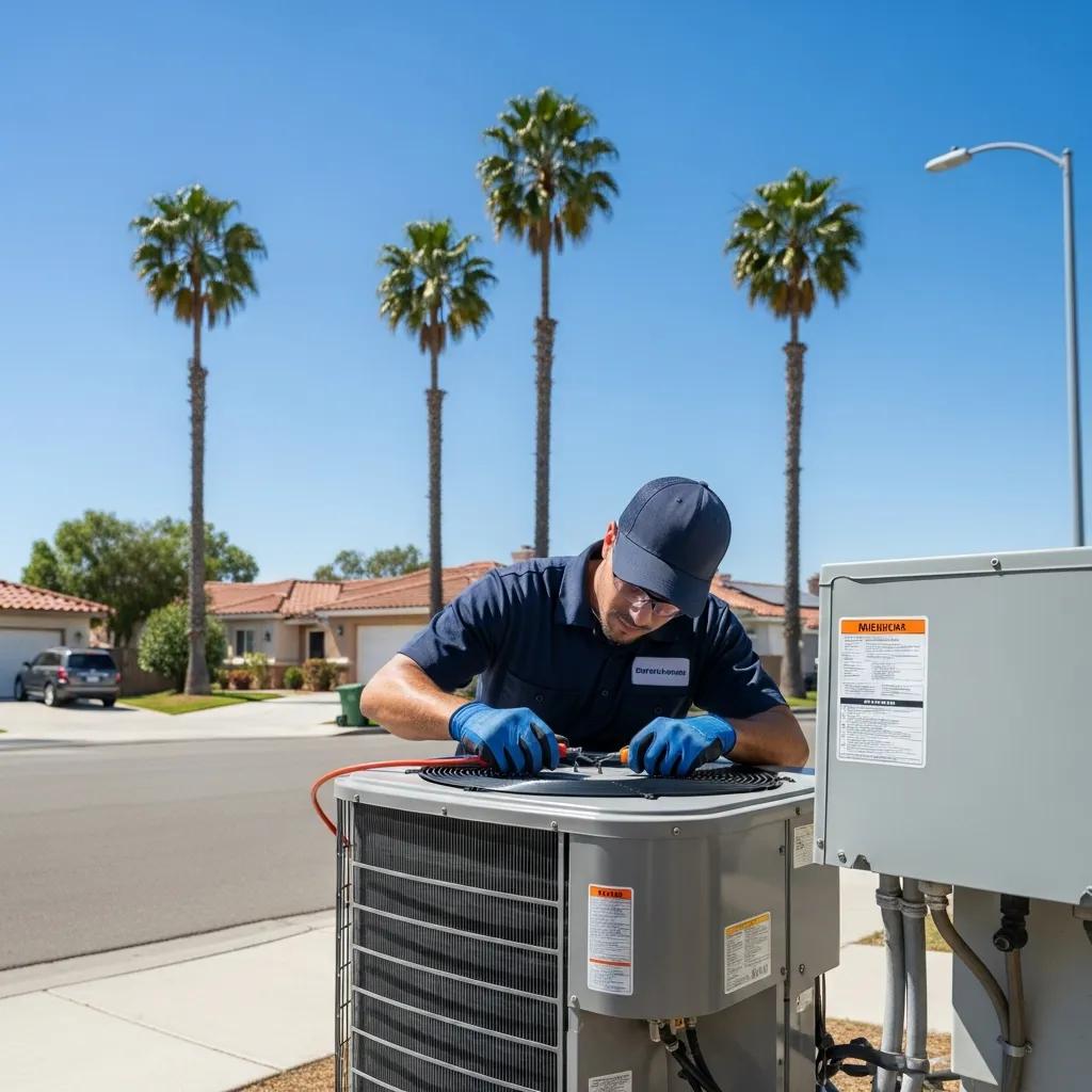 HVAC technician servicing an air conditioning unit in El Cajon, highlighting the importance of reliable cooling solutions