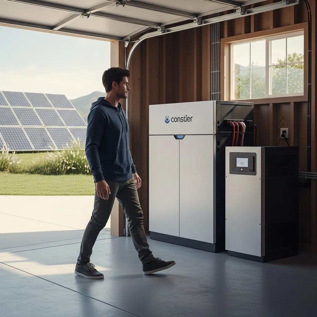 Modern energy storage system in a Ramona, CA home, emphasizing energy independence and solar integration