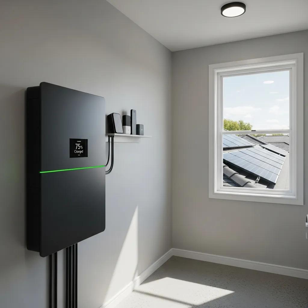 Modern solar battery storage system enhancing home energy efficiency