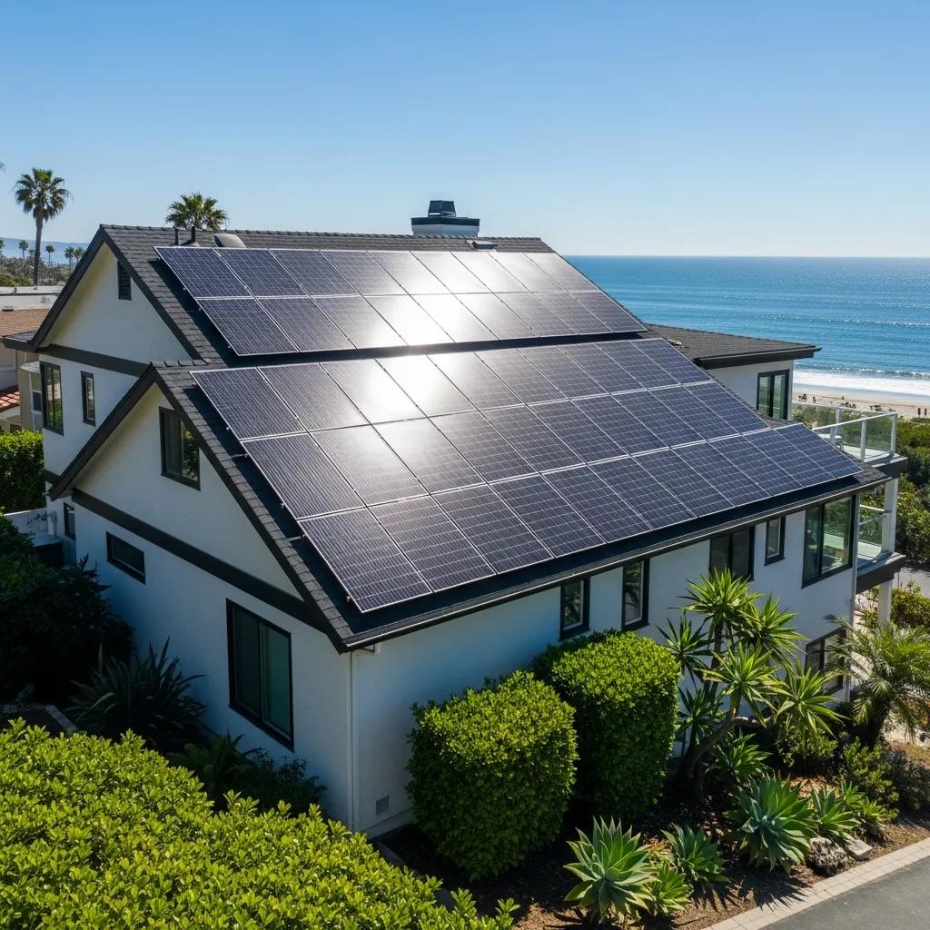 Residential solar panel installation in Cardiff by the Sea, showcasing sustainable energy solutions