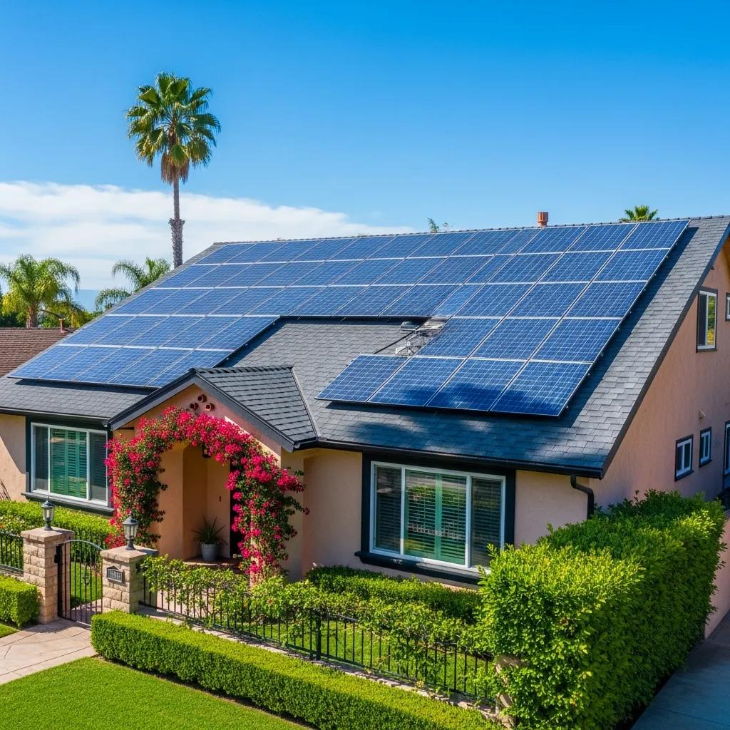 Residential solar panel installation in Laguna Hills, showcasing solar panels on a sunny day