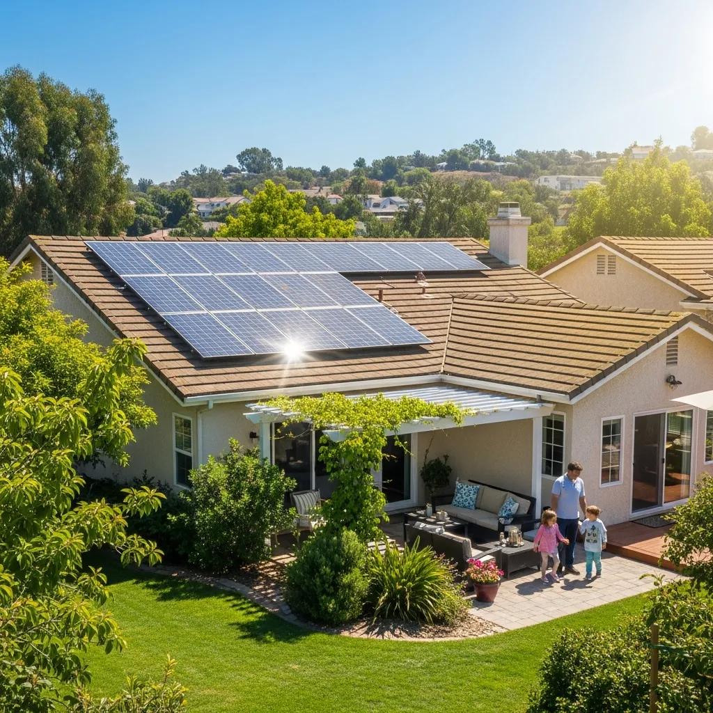 Homeowners discussing solar financing options with a financial advisor in Poway, CA