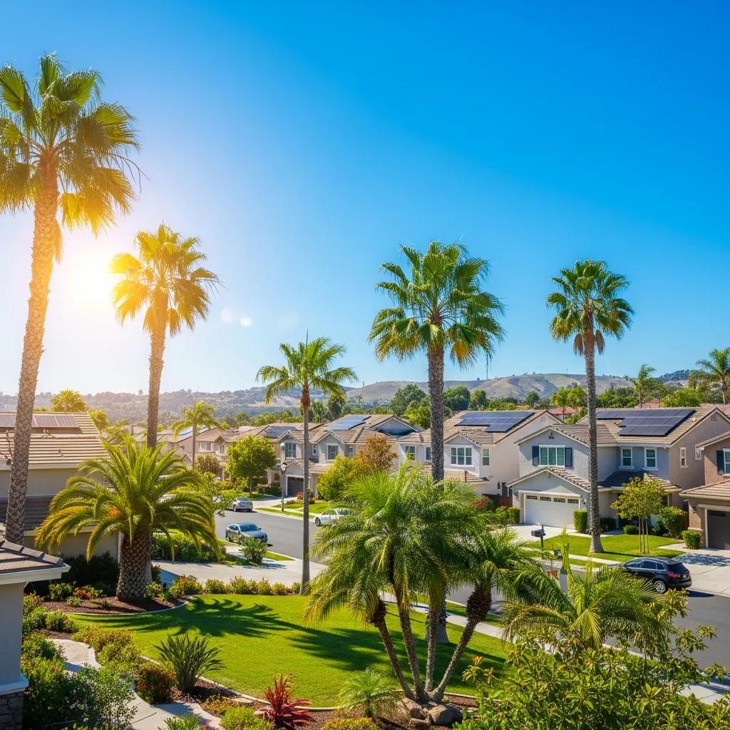 Residential solar panels in El Toro, CA under a clear blue sky
