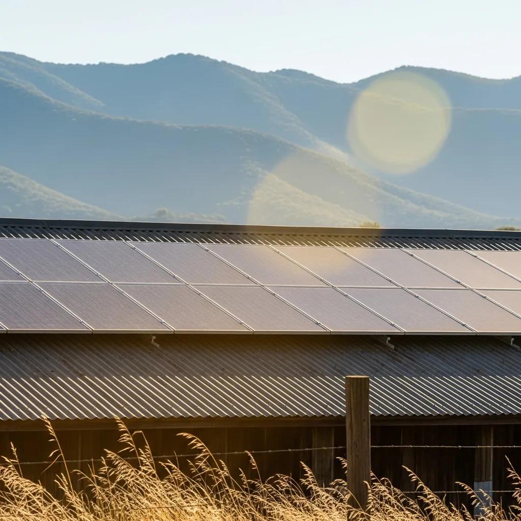 Solar panels on a ranch in Julian, CA, illustrating the benefits of solar energy in a rural setting
