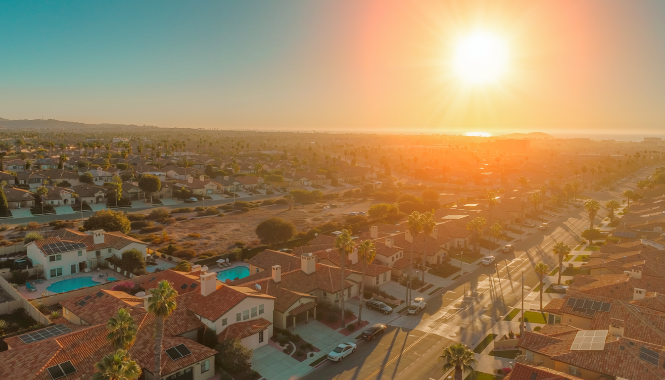 San Diego residential neighborhood during a hot heat wave